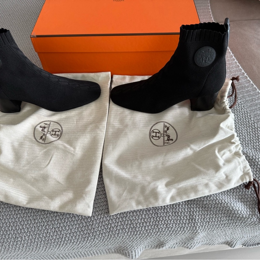 Hermes Black Ankle Booties